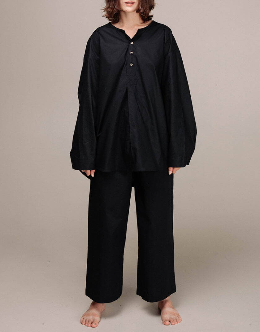 Сорочка оверсайз бавовняна чорна AR_SP_41, фото 1 - в интернет магазине KAPSULA