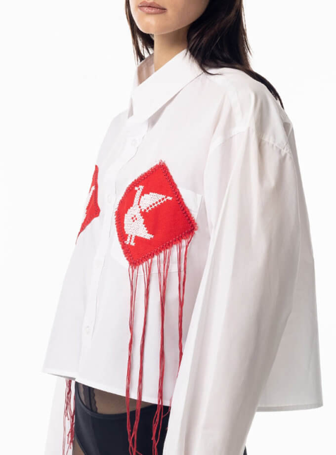 Сорочка біла з орнаментом lmrnk_SH0523001, фото 1 - в интернет магазине KAPSULA