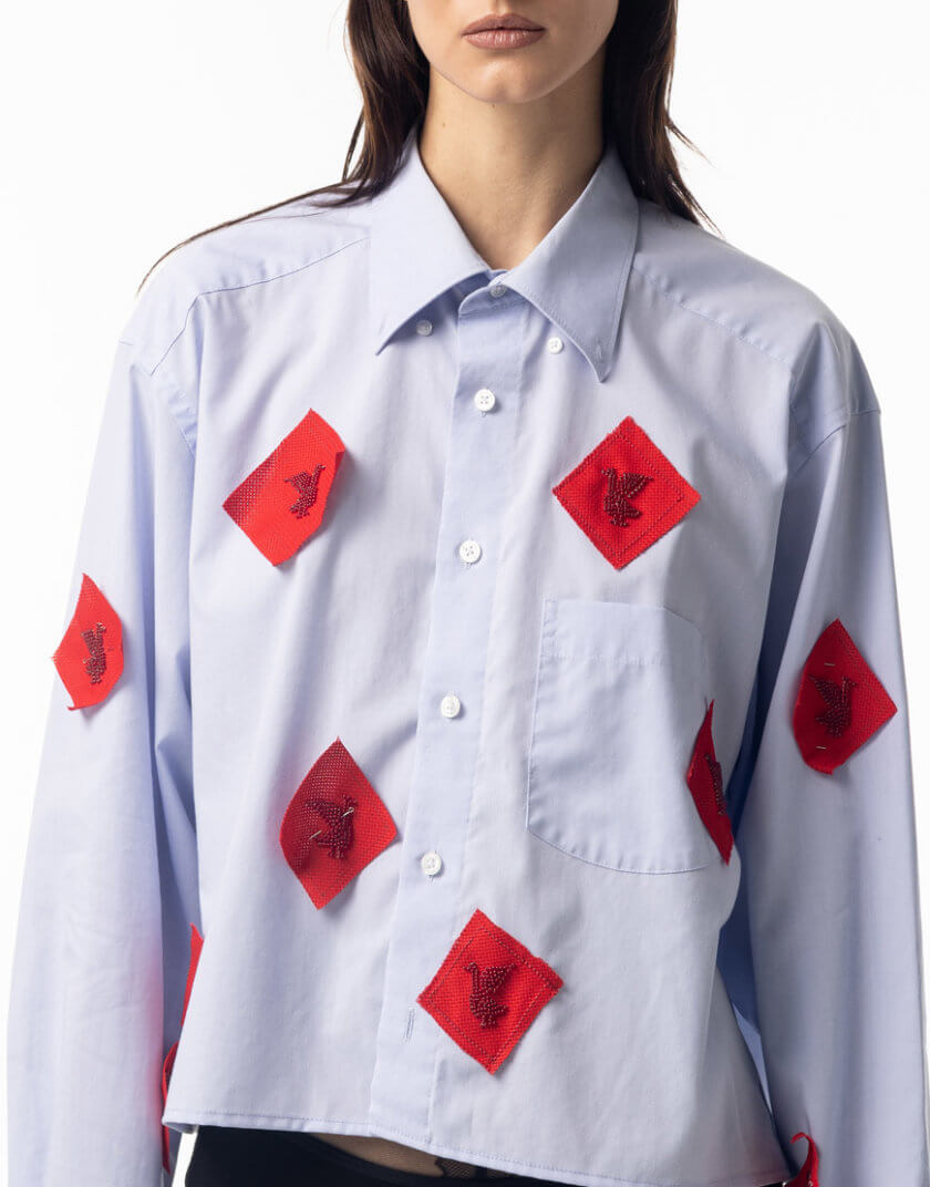 Сорочка блакитна з вишивкою Курочка lmrnk_SH0523004, фото 1 - в интернет магазине KAPSULA