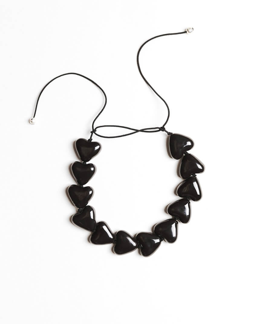 Кольє AURA з чорними порцеляновими серцями TRNA_n-a-002, фото 1 - в интернет магазине KAPSULA
