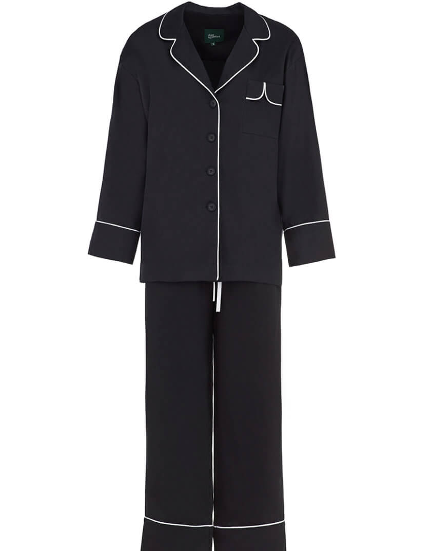 Піжама зі штанами з гладкошліфованої бавовни в чорному кольорі DC_WPST_ B_23, фото 1 - в интернет магазине KAPSULA