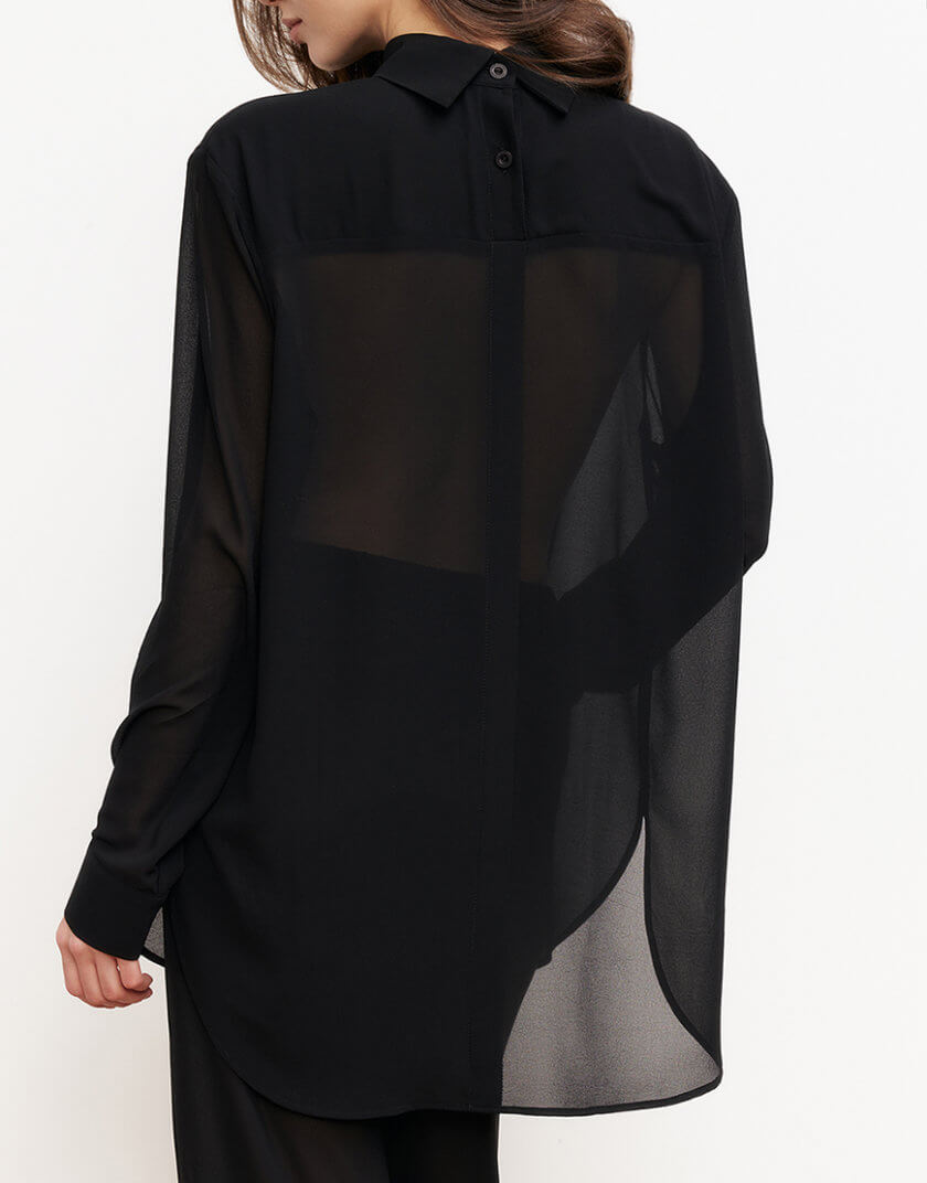 Чорна блуза з шифону KLSVSP251, фото 1 - в интернет магазине KAPSULA