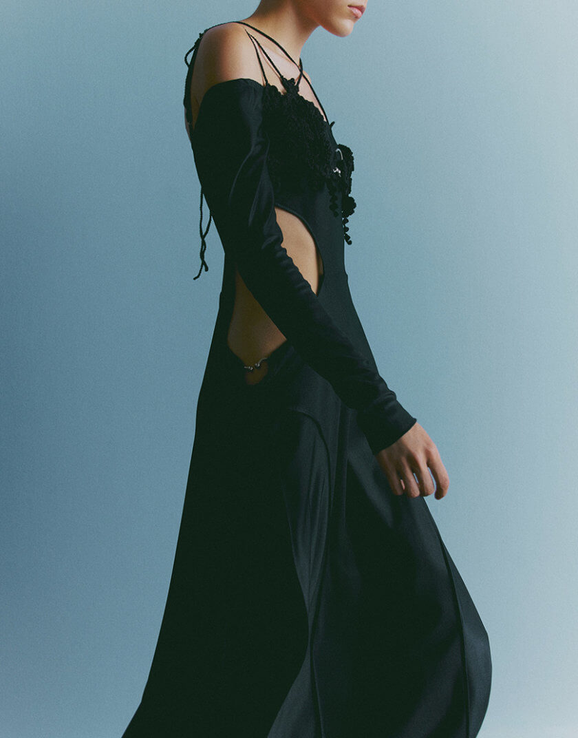 Чорна сукня з топом-бралет oun_ss24-17, фото 1 - в интернет магазине KAPSULA