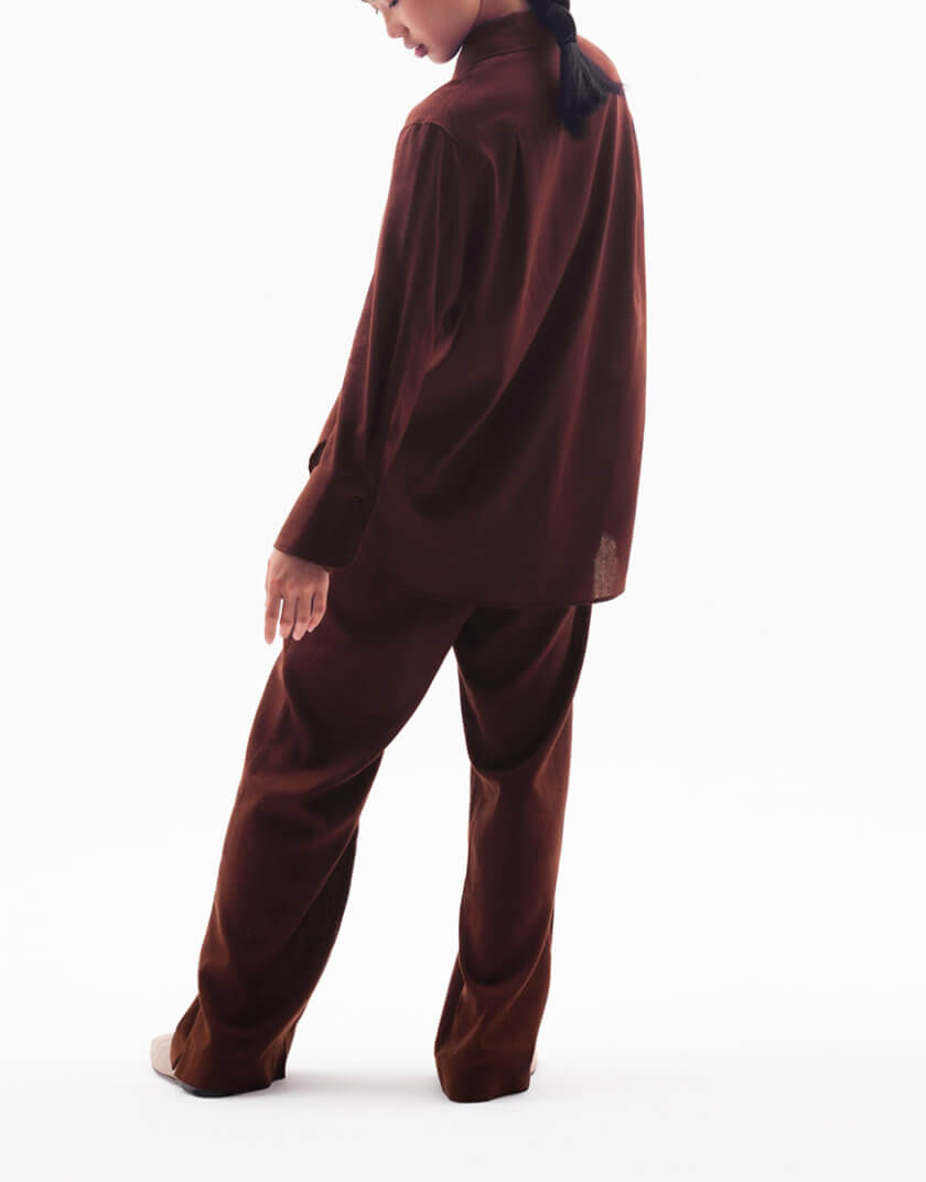 Льняна сорочка з довгим рукавом CHLT_Amalfi_Shirt_ Chocolate, фото 1 - в интернет магазине KAPSULA