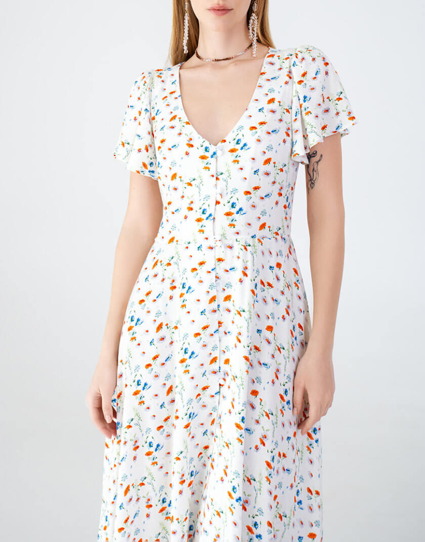 Сукня з гудзиками біла в принт MGN_ 1735WH, фото 1 - в интернет магазине KAPSULA