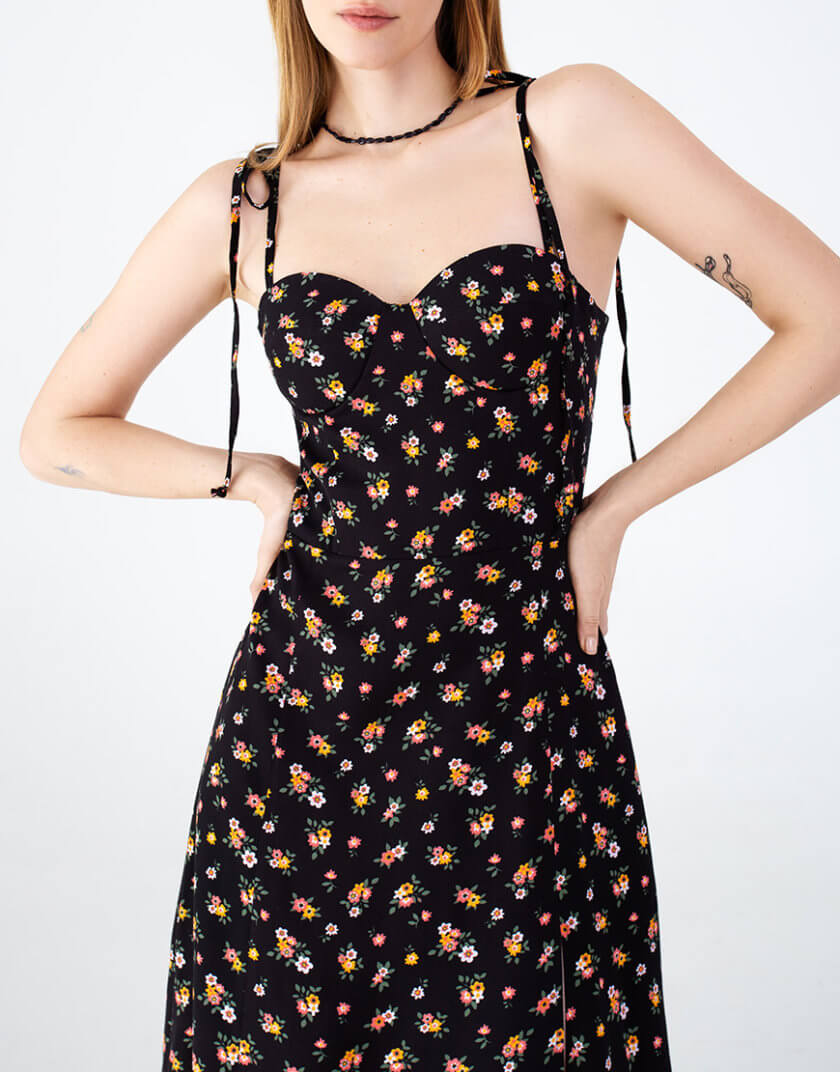 Сукня з чашками чорна в принт MGN_ 1733BK, фото 1 - в интернет магазине KAPSULA