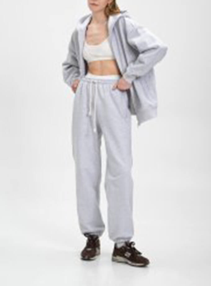 Зіп худі з кишенями бавовняне світло-сірий меланж US-00119, фото 1 - в интернет магазине KAPSULA