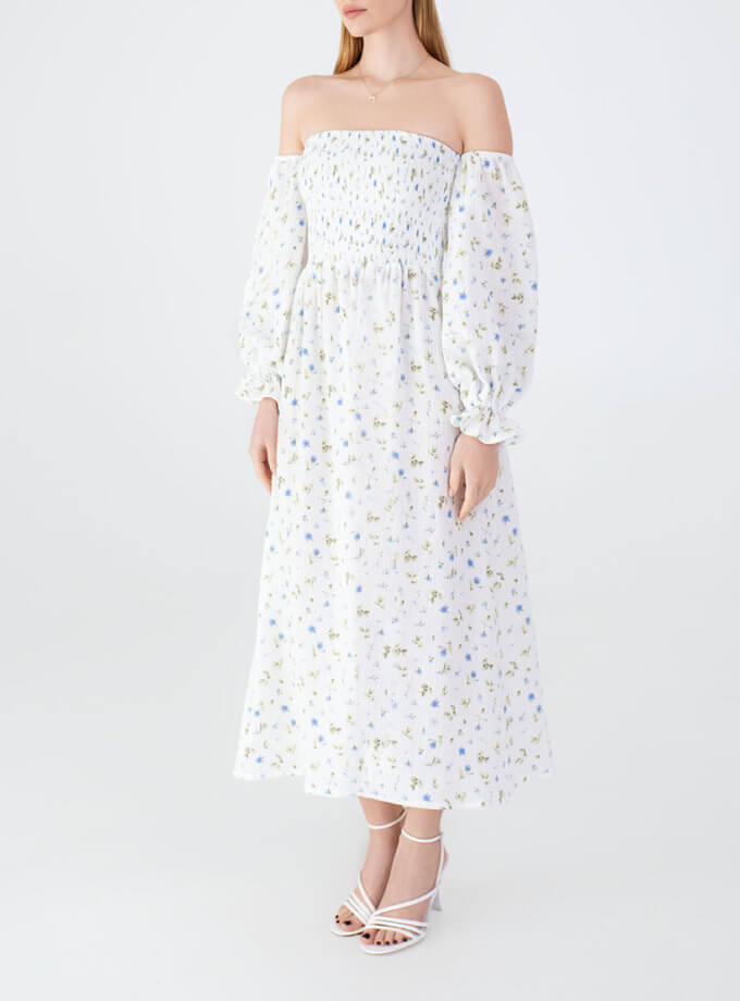 Сукня з об’ємними рукавами бавовняна біла MGN_ 1734WH, фото 1 - в интернет магазине KAPSULA