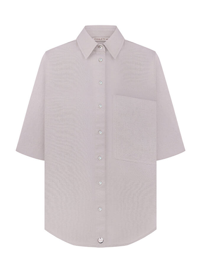 Льняна сорочка з коротким рукавом CHLT_Pimonte_Shirt_ Pearl, фото 1 - в интернет магазине KAPSULA