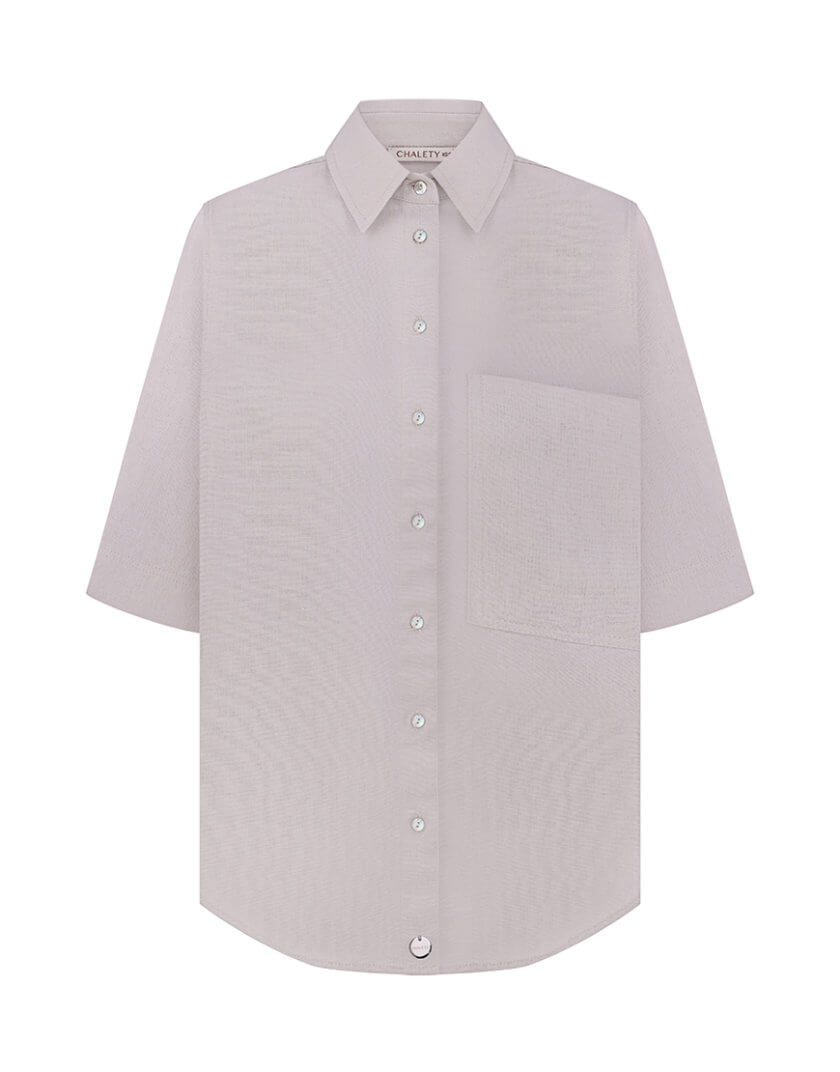 Льняна сорочка з коротким рукавом CHLT_Pimonte_Shirt_ Pearl, фото 1 - в интернет магазине KAPSULA