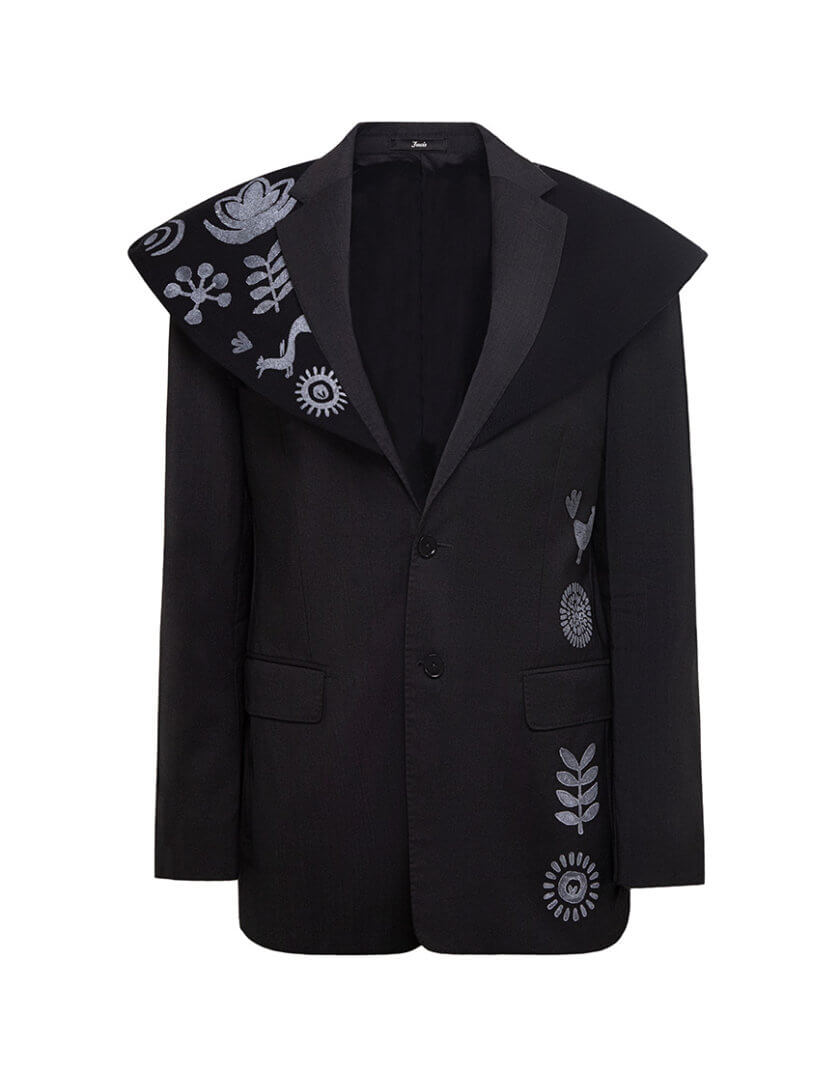Апсайклінг піджак в чорному кольорі з коміром DG_SS_23, фото 1 - в интернет магазине KAPSULA