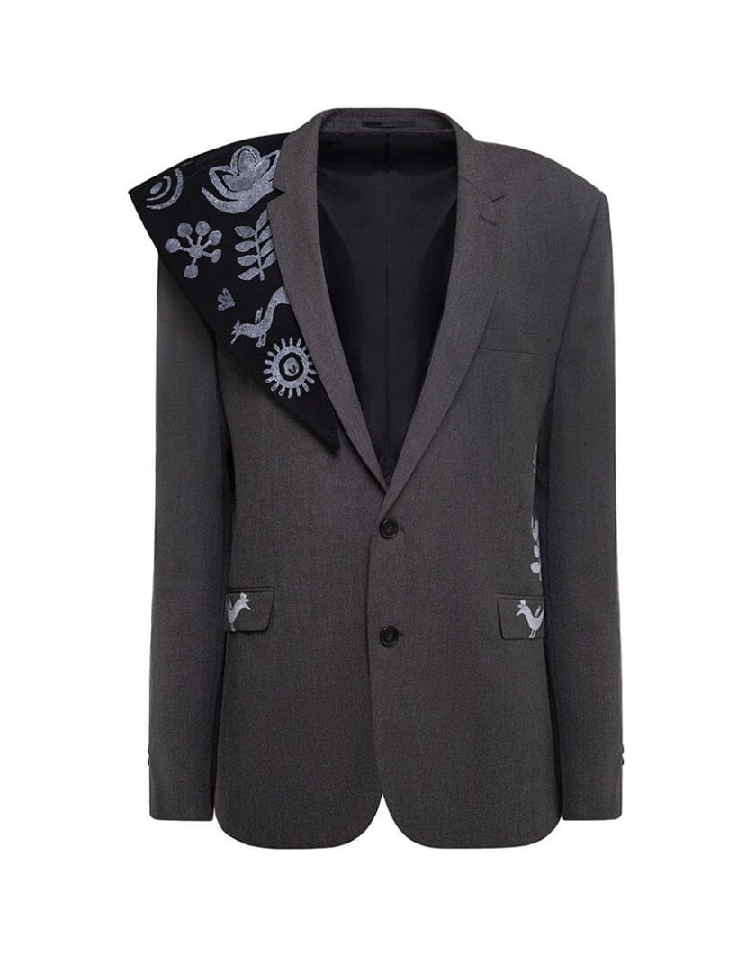 Апсайклінг піджак в сірому кольорі з коміром DG_SS_24, фото 1 - в интернет магазине KAPSULA
