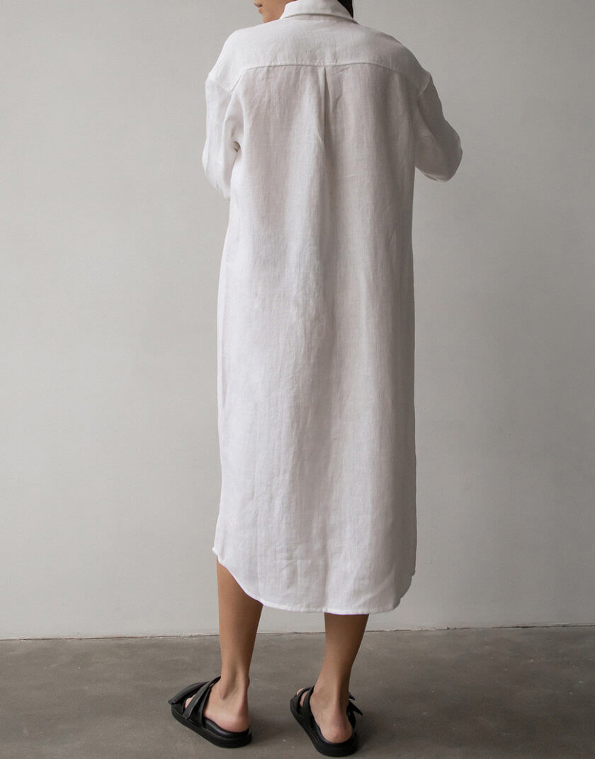 Лляна сукня-сорочка молочного кольору DG_SS_1, фото 1 - в интернет магазине KAPSULA