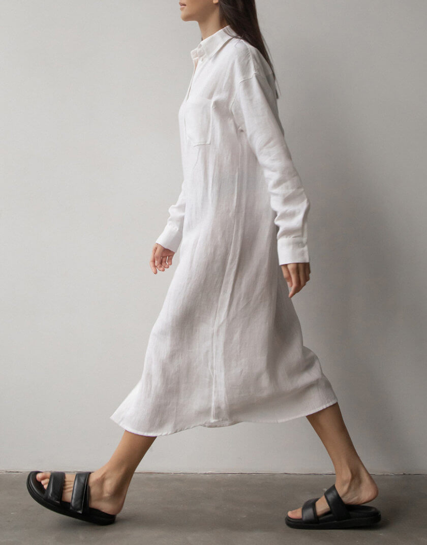 Лляна сукня-сорочка молочного кольору DG_SS_1, фото 1 - в интернет магазине KAPSULA