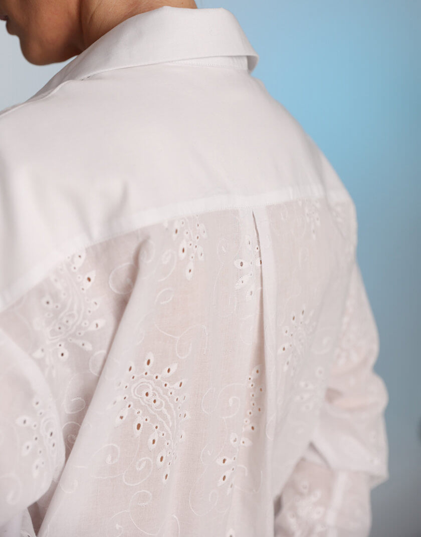 Костюм прошва сорочка та шорти білого кольору ESSENCE_TE24-27, фото 1 - в интернет магазине KAPSULA