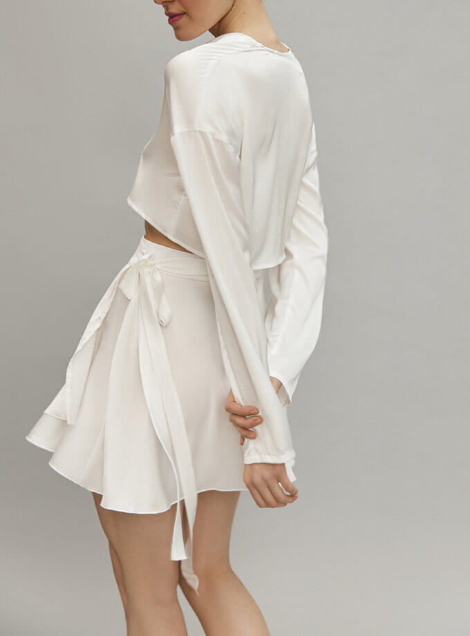 Комплект сорочка зі спідницею білого кольору ESSENCE_TE24-21, фото 1 - в интернет магазине KAPSULA
