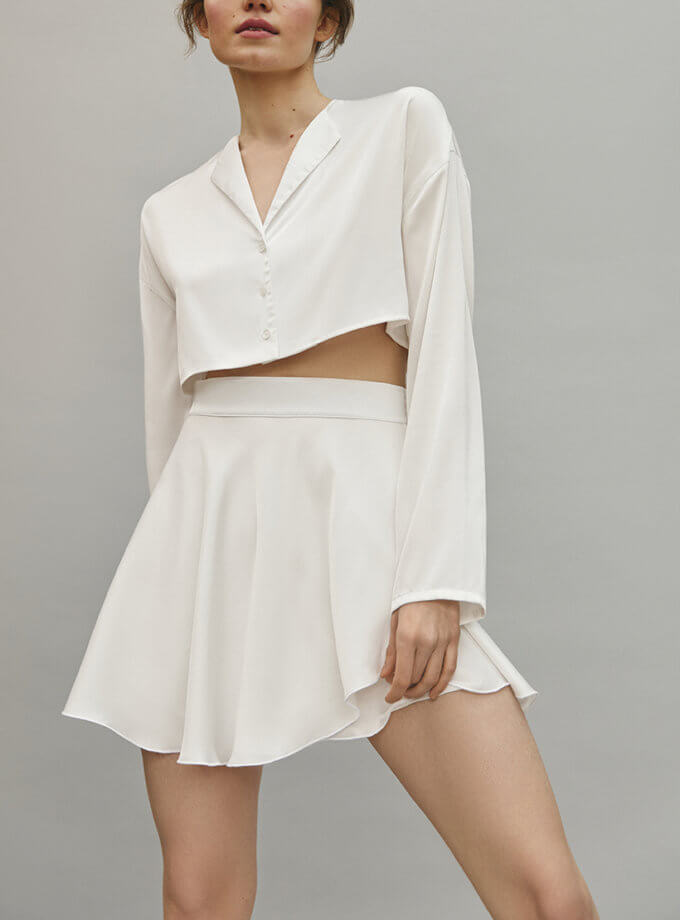Комплект сорочка зі спідницею білого кольору ESSENCE_TE24-21, фото 1 - в интернет магазине KAPSULA