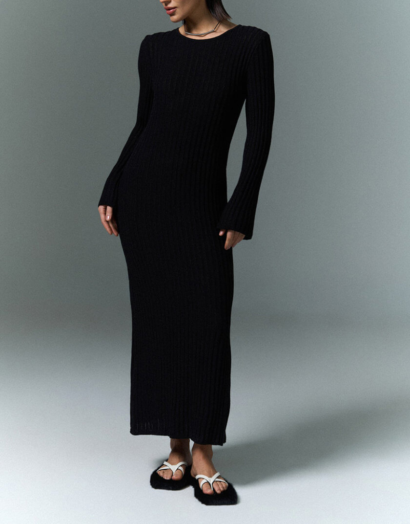 Сукня міді з відкритою спиною, чорна SVR_JR-1245, фото 1 - в интернет магазине KAPSULA