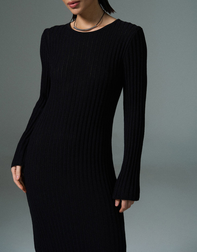 Сукня міді з відкритою спиною, чорна SVR_JR-1245, фото 1 - в интернет магазине KAPSULA