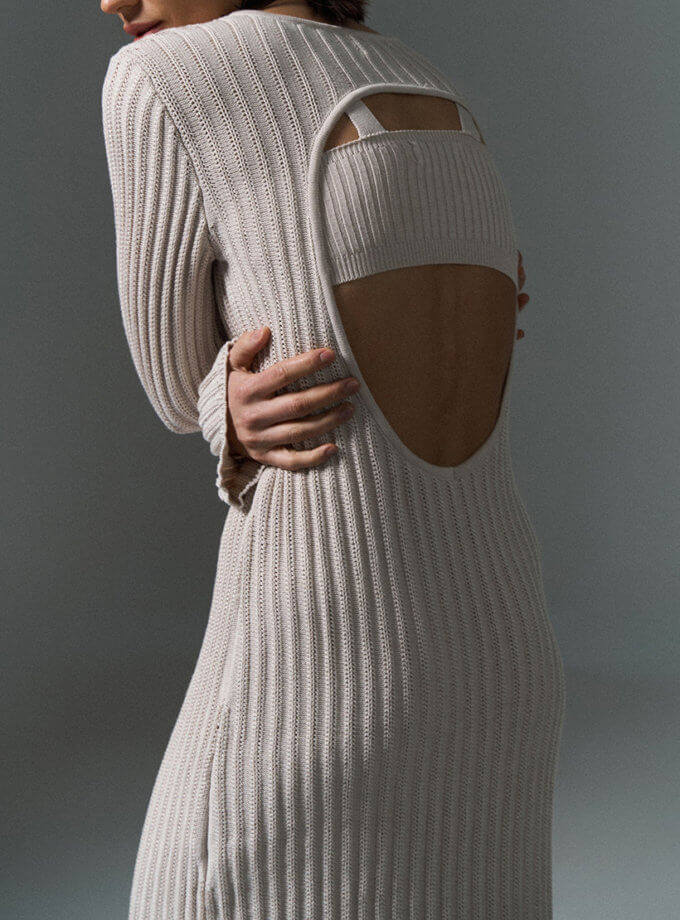 Сукня міді з відкритою спиною, перламутр SVR_JR-1245-2, фото 1 - в интернет магазине KAPSULA