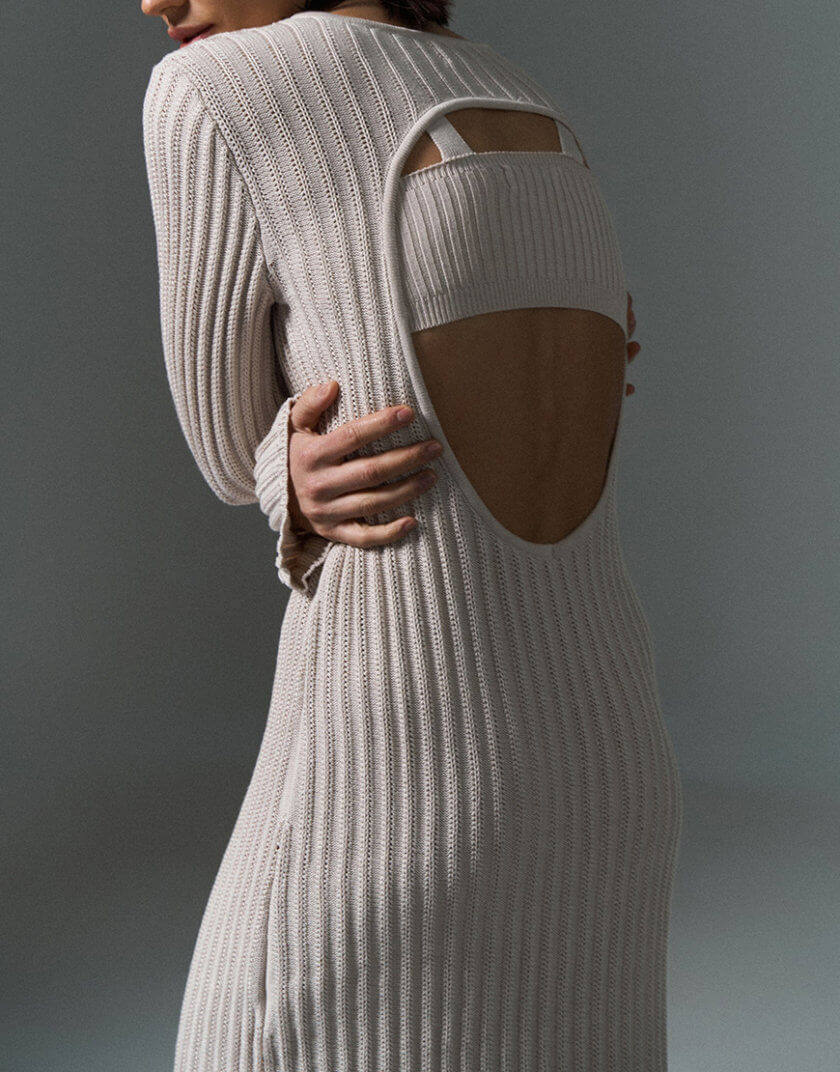 Сукня міді з відкритою спиною, перламутр SVR_JR-1245-2, фото 1 - в интернет магазине KAPSULA