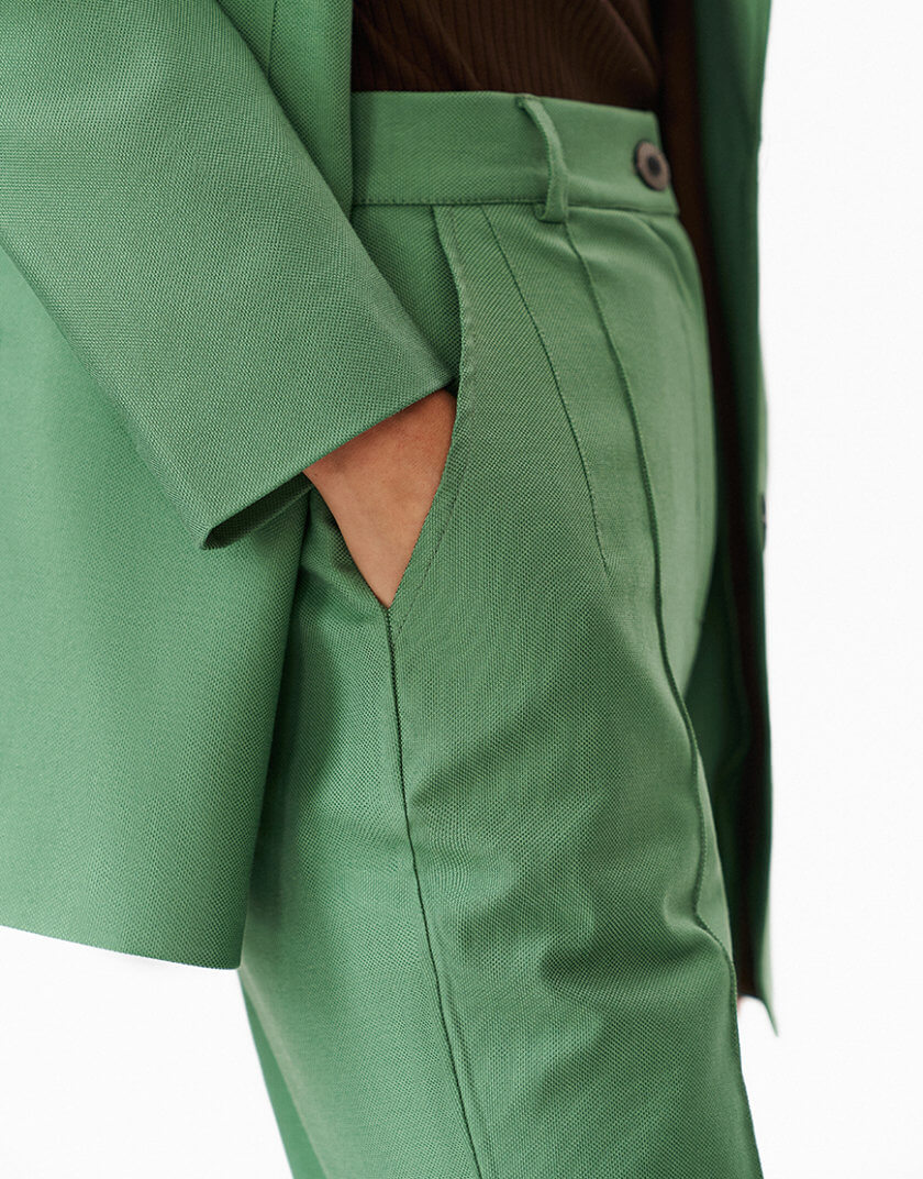 Брюки прямого крою зеленого кольору ESSNCE_TE24-4, фото 1 - в интернет магазине KAPSULA