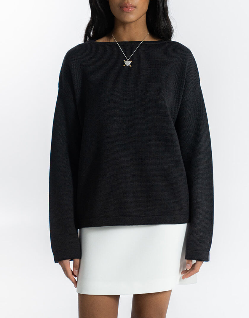 Светр з відкритою спиною Nellie чорний WH_sweater-nellie-black-24, фото 1 - в интернет магазине KAPSULA