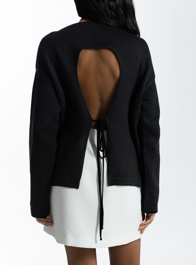 Светр з відкритою спиною Nellie чорний WH_sweater-nellie-black-24, фото 1 - в интернет магазине KAPSULA