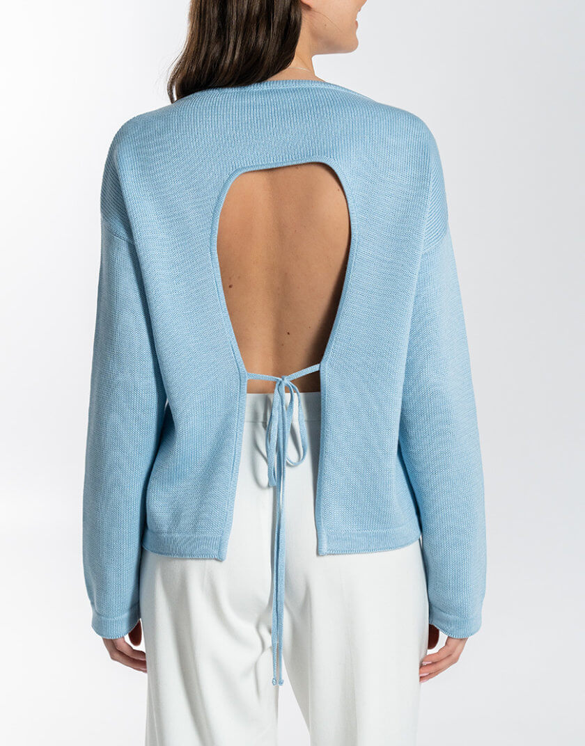 Светр з відкритою спиною Nellie блакитний WH_sweater-nellie-blue-24, фото 1 - в интернет магазине KAPSULA