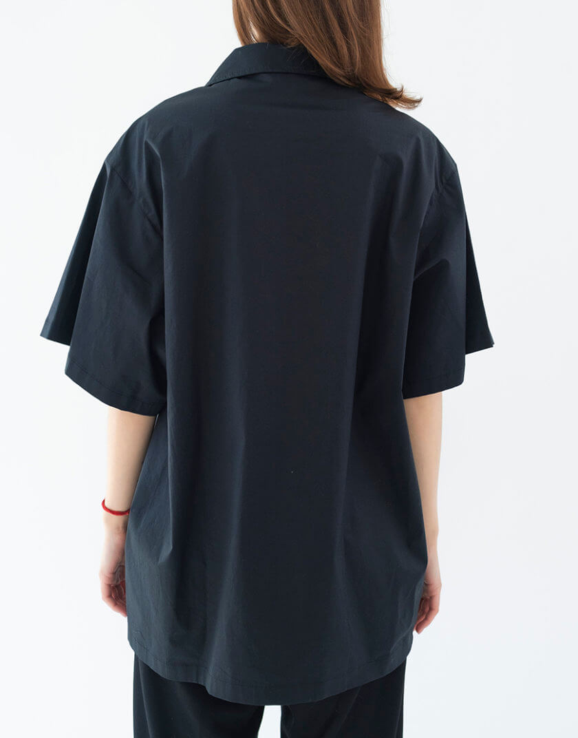 Чорна сорочка Battler Shirt вільного крою з короткими рукавами 131407 Black White, фото 1 - в интернет магазине KAPSULA