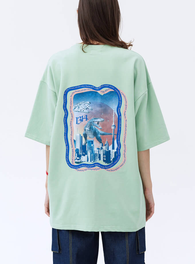 Футболка Strength T-shirt з вишивкою та принтом на спині 1314_13-Matcha Print, фото 1 - в интернет магазине KAPSULA