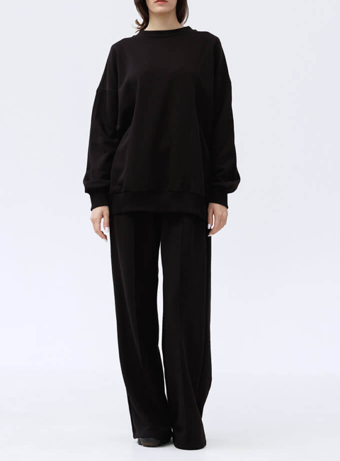 Трикотажний костюм з відстрочками Effortless Pants Suit 1314_34-Camel-Black-1, фото 1 - в интернет магазине KAPSULA