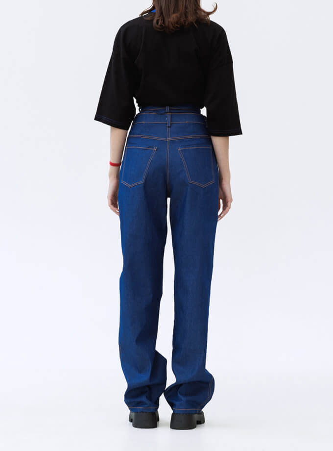 Темно-сині джинси Freedom Jeans з подвійним поясом 1314_29-Blue-1, фото 1 - в интернет магазине KAPSULA
