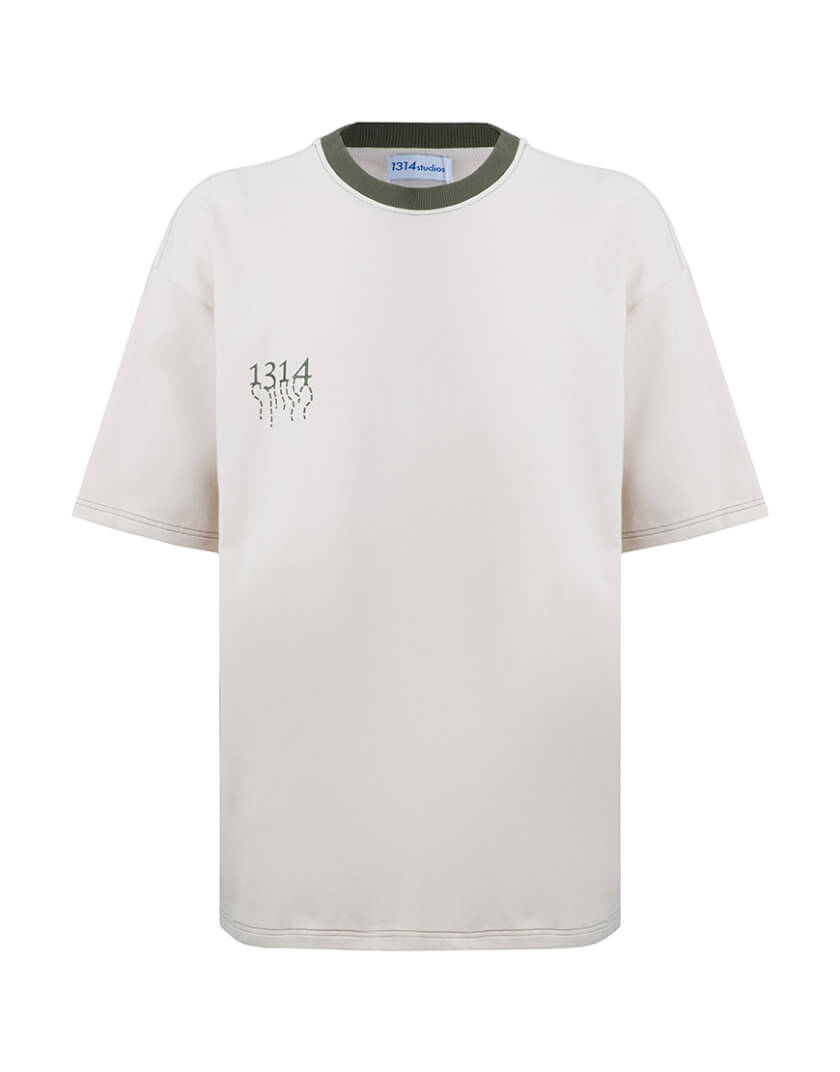 Бежева футболка унісекс Fortitude T-shirt з воротом хакі 131409 Beige Khaki, фото 1 - в интернет магазине KAPSULA