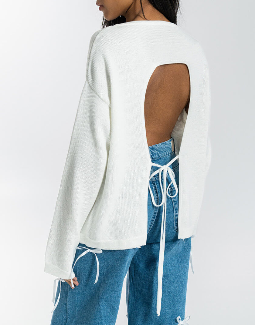 Светр з відкритою спиною Nellie білий WH_sweater-nellie-white-24, фото 1 - в интернет магазине KAPSULA