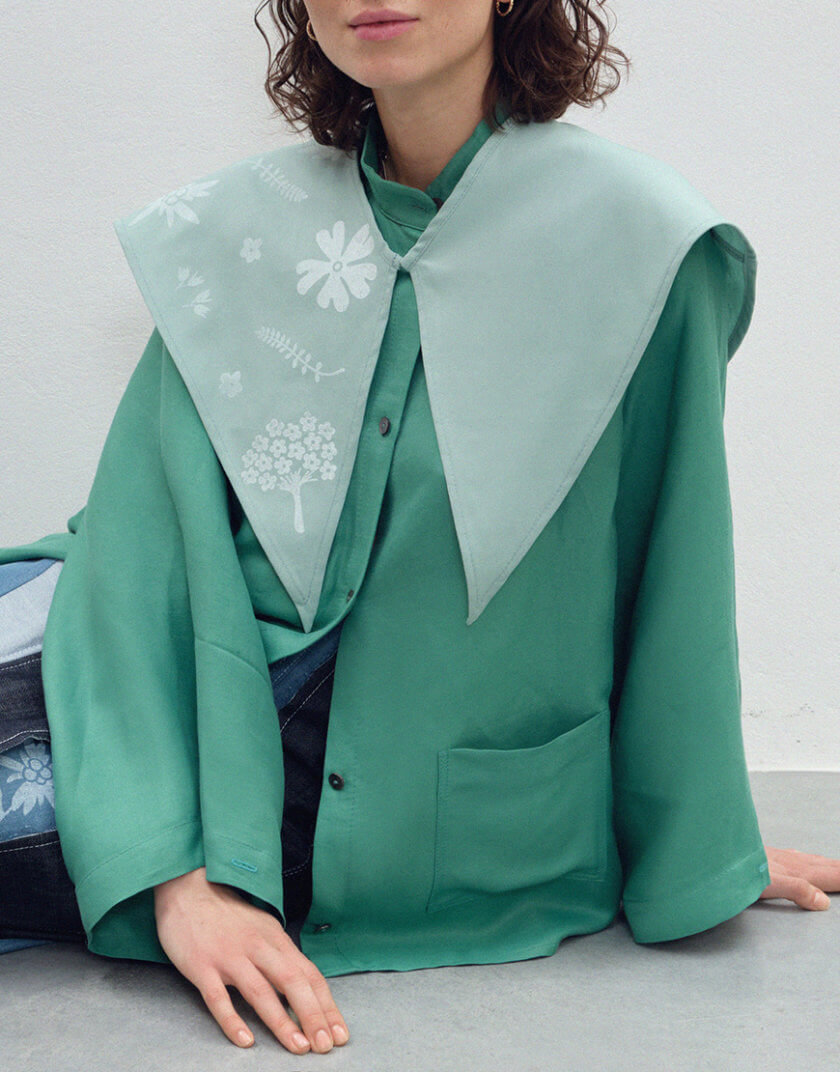 Зелена сорочка з широкими рукавами DG_SS_10, фото 1 - в интернет магазине KAPSULA
