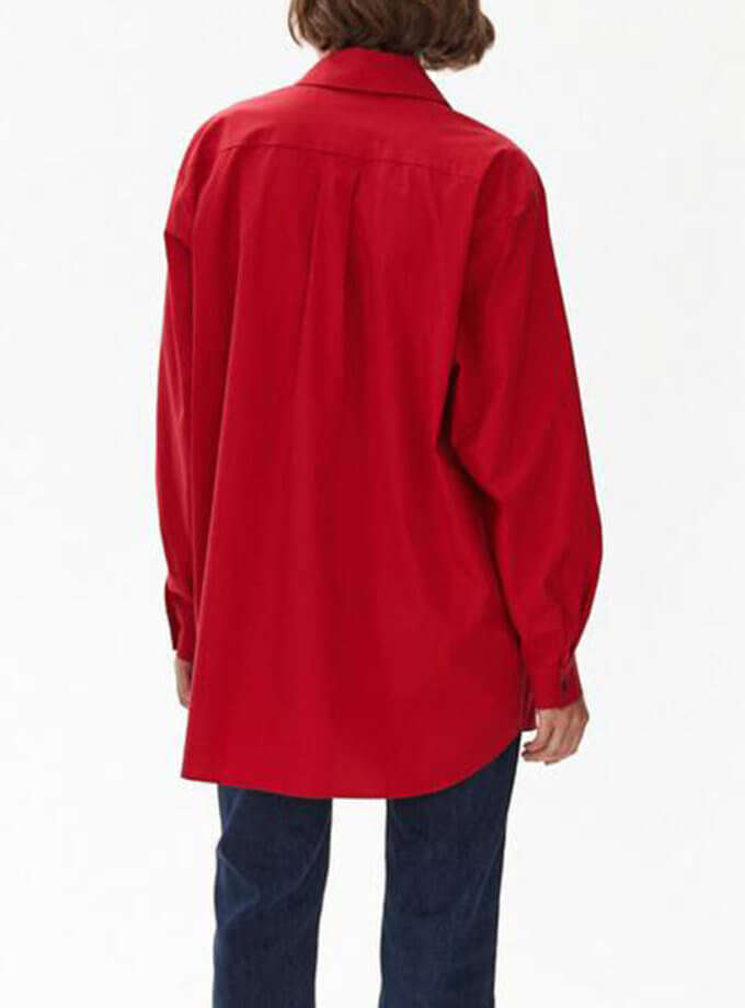 Червона сорочка oversize ESSNCE_TE24-7, фото 1 - в интернет магазине KAPSULA