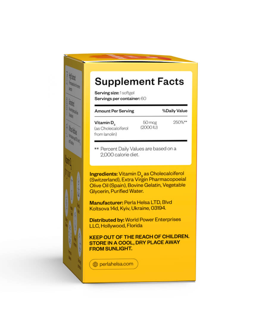 Perla Helsa Вітамін Д3 2000 IU дієтична добавка ph_s100500, фото 1 Perla Helsa Вітамін Д3 2000 IU дієтична добавка ph_s100500, фото 1 - в интернет магазине KAPSULA