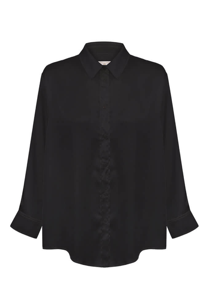 Шовкова рубашка обємного силуету MISS_Top-007-black, фото 1 - в интернет магазине KAPSULA