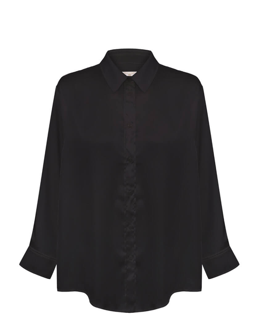 Шовкова рубашка обємного силуету MISS_Top-007-black, фото 1 - в интернет магазине KAPSULA