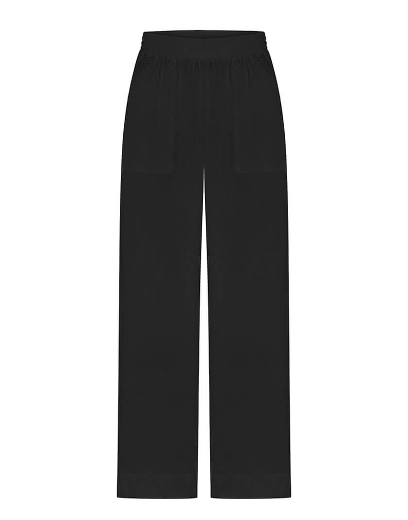 Шовкові брюки палаццо з карманами MISS_TR-007-black, фото 1 - в интернет магазине KAPSULA