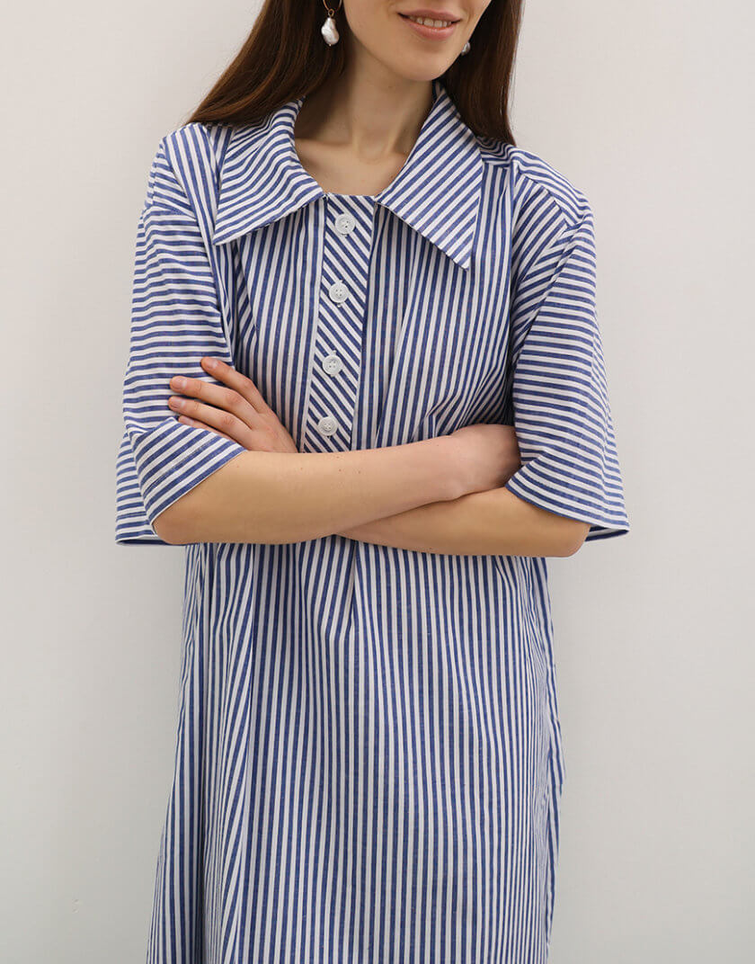 Бавовняна сукня довжини міді, з сорочечним коміром AY_3798, фото 1 - в интернет магазине KAPSULA