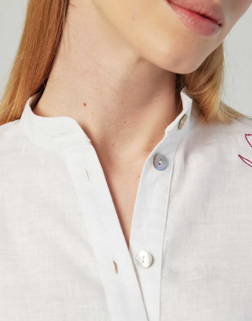 Вишита лляна блуза з рукавами-ліхтарикими та коміром-стійкою GNZD_ELBPSSC-002, фото 1 - в интернет магазине KAPSULA