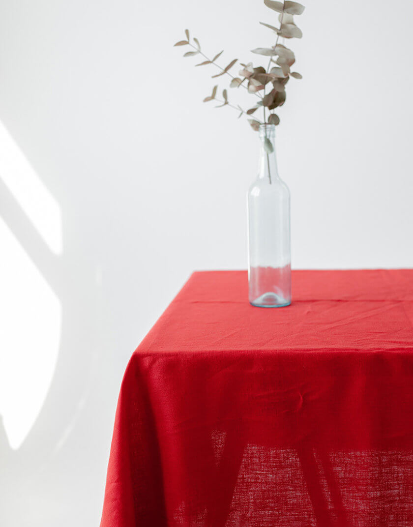 Скатертина з льону в червоному кольорі GNZD_LTMC-008, фото 1 - в интернет магазине KAPSULA