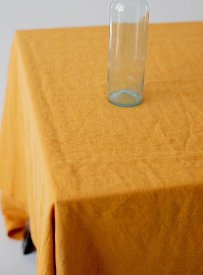Скатертина з льону однотонна в помаранчевому кольорі GNZD_LTMC-011, фото 1 - в интернет магазине KAPSULA