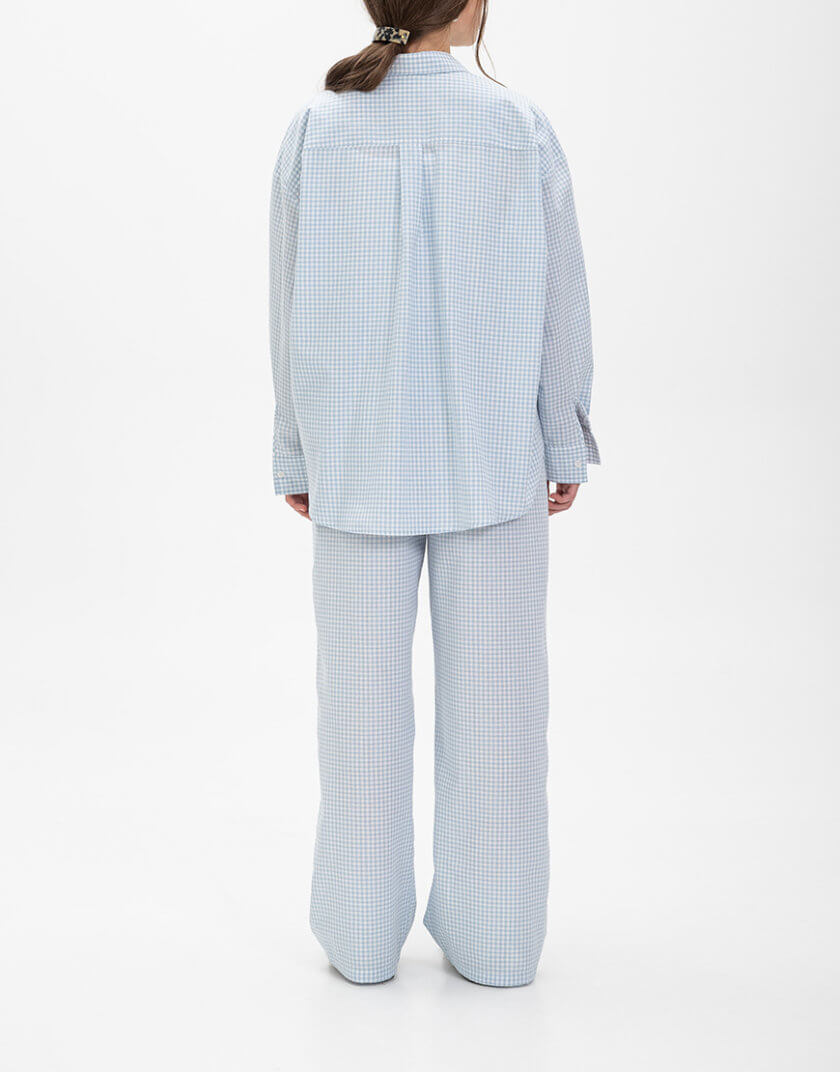 Сорочка з довгим рукавом в клітинку блакитна US-00207, фото 1 - в интернет магазине KAPSULA