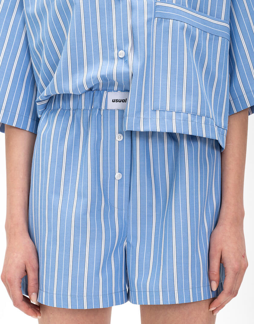 Сорочка в ширшу смужку блакитна US-00208, фото 1 - в интернет магазине KAPSULA