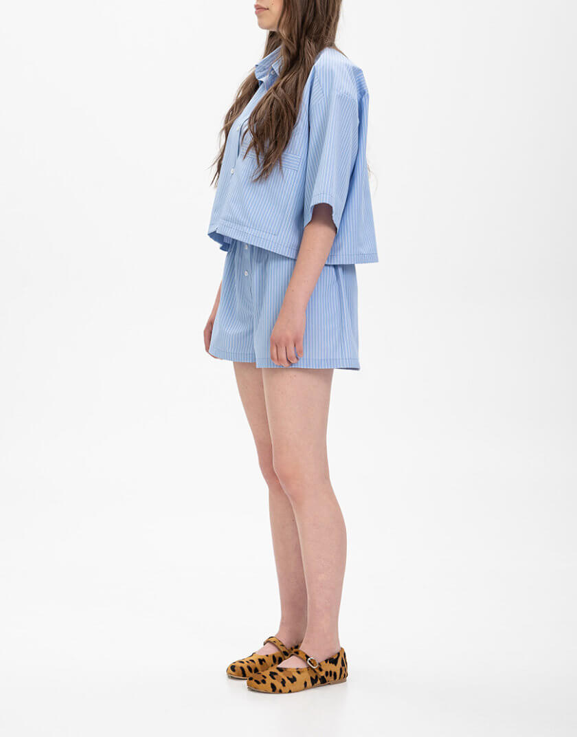Сорочка в тоншу смужку блакитна US-00209, фото 1 - в интернет магазине KAPSULA