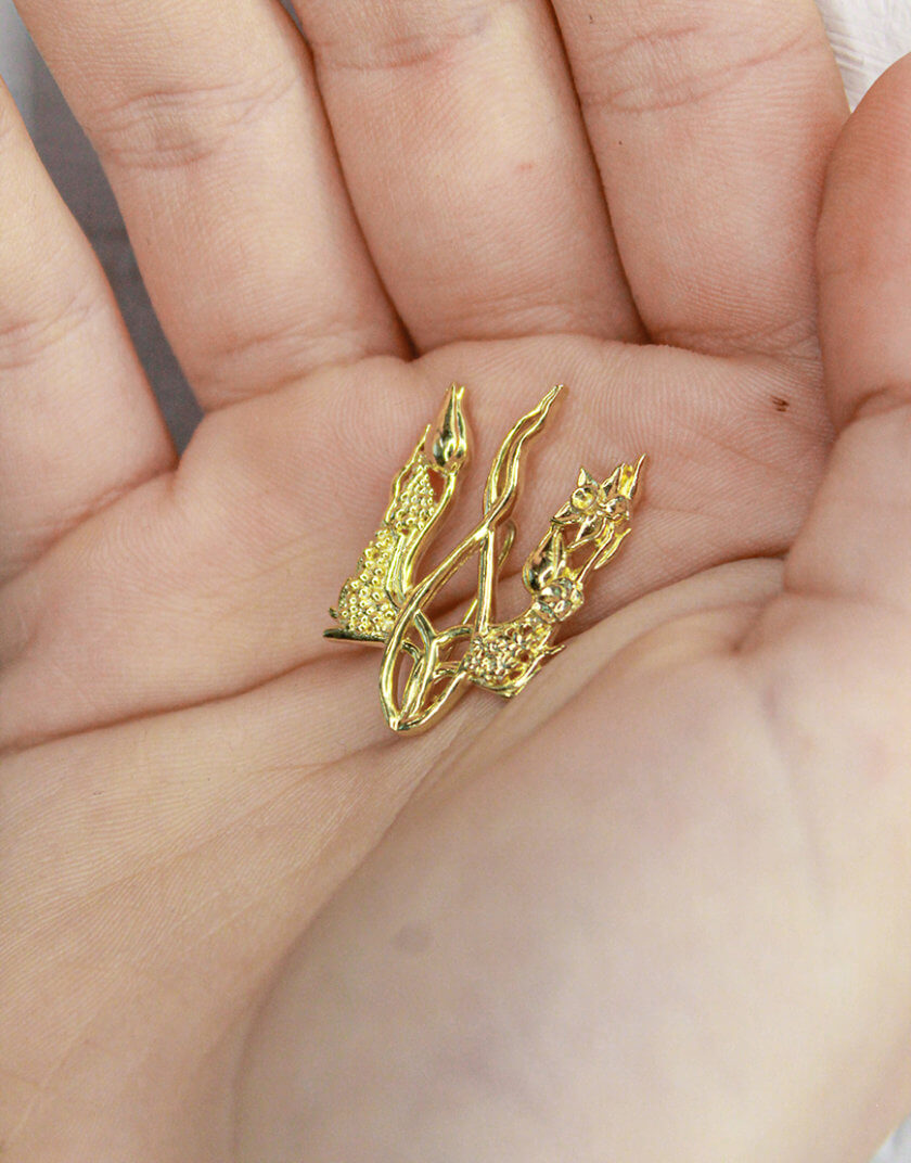 Брошка Квітучий тризуб NGD_acc-brsh-kt-gold, фото 1 - в интернет магазине KAPSULA