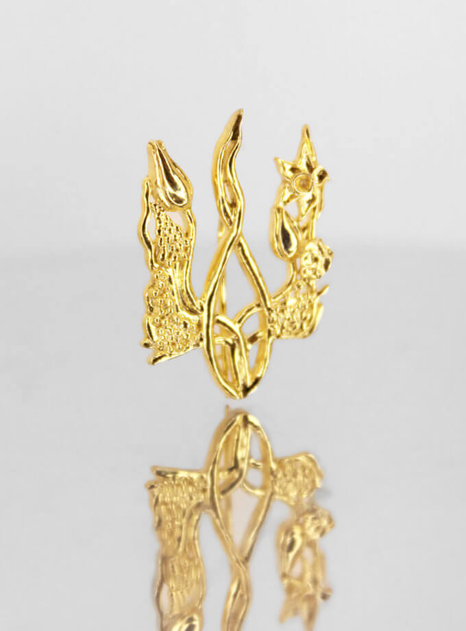 Брошка Квітучий тризуб (срібна з позолотою) NGD_acc-brsh-kt-gold, фото 1 - в интернет магазине KAPSULA